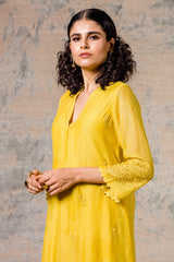 Yellow Chanderi Kurta Set