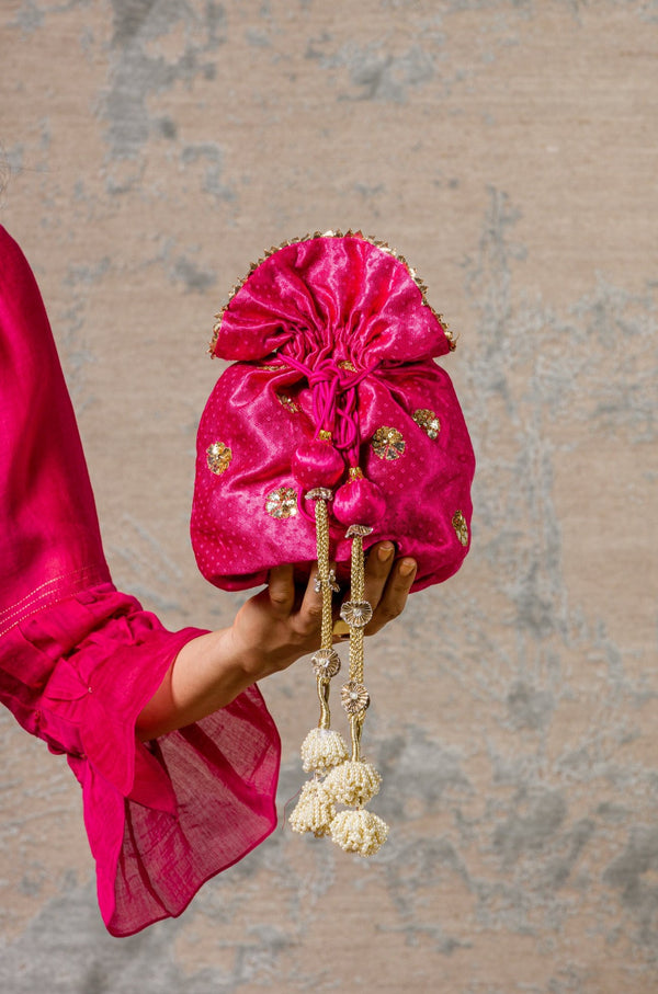 Fuchsia Embroidered Potli Bag