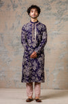 Navy Printed Kurta & Jacket Set