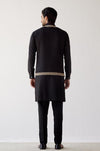 Black Cotton Silk Kurta with Bundi Set