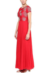 Red Gota Patti and Pearl Embroidered Anarkali Set - devnaagri