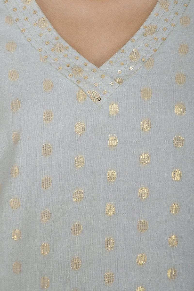 Aqua Blue Straight Kurta with Palazzo - devnaagri