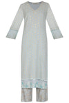 Aqua Blue Straight Kurta with Palazzo - devnaagri