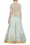 Sage green Lehenga with Silk Blouse - devnaagri