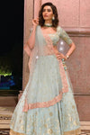Karishma Tanna In Sage green Lehenga with Silk Blouse