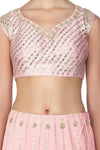 Pink Lehenga with raw silk blouse - devnaagri