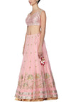 Pink Lehenga with raw silk blouse - devnaagri