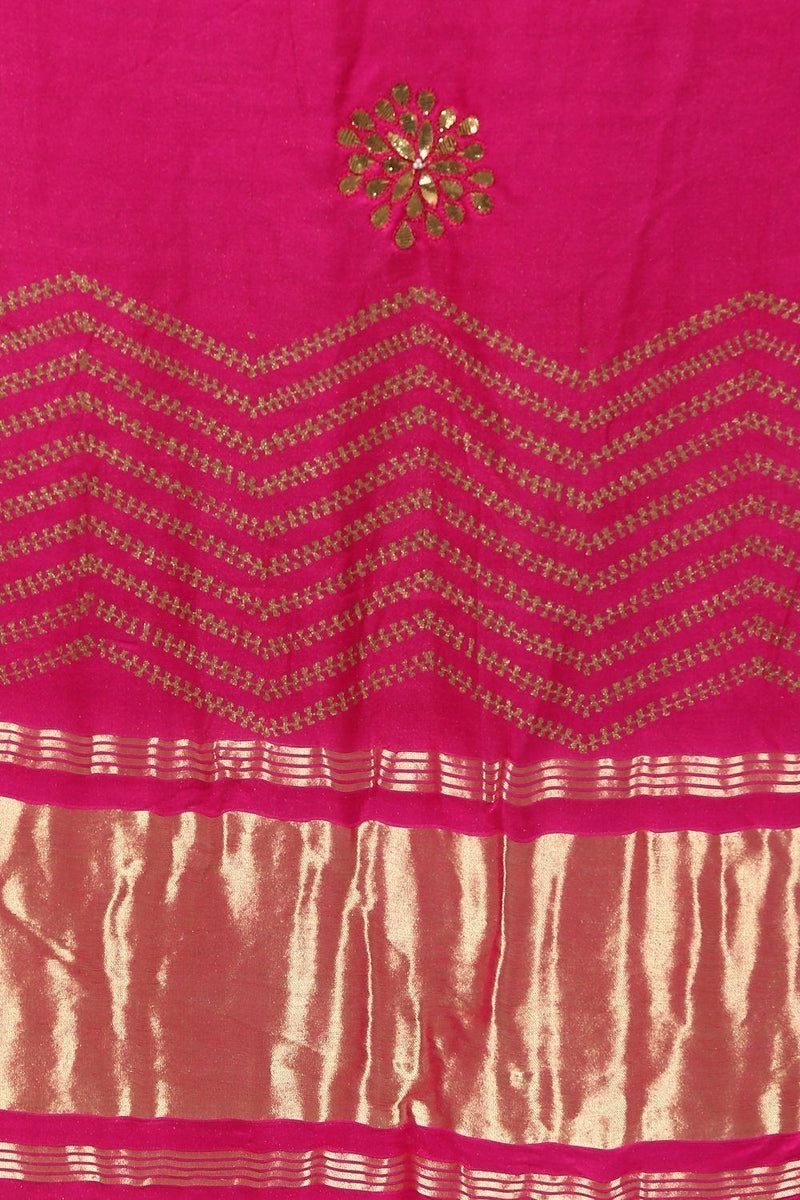 Pink Gota Patti Embroidered Lehenga with Double Dupatta - devnaagri