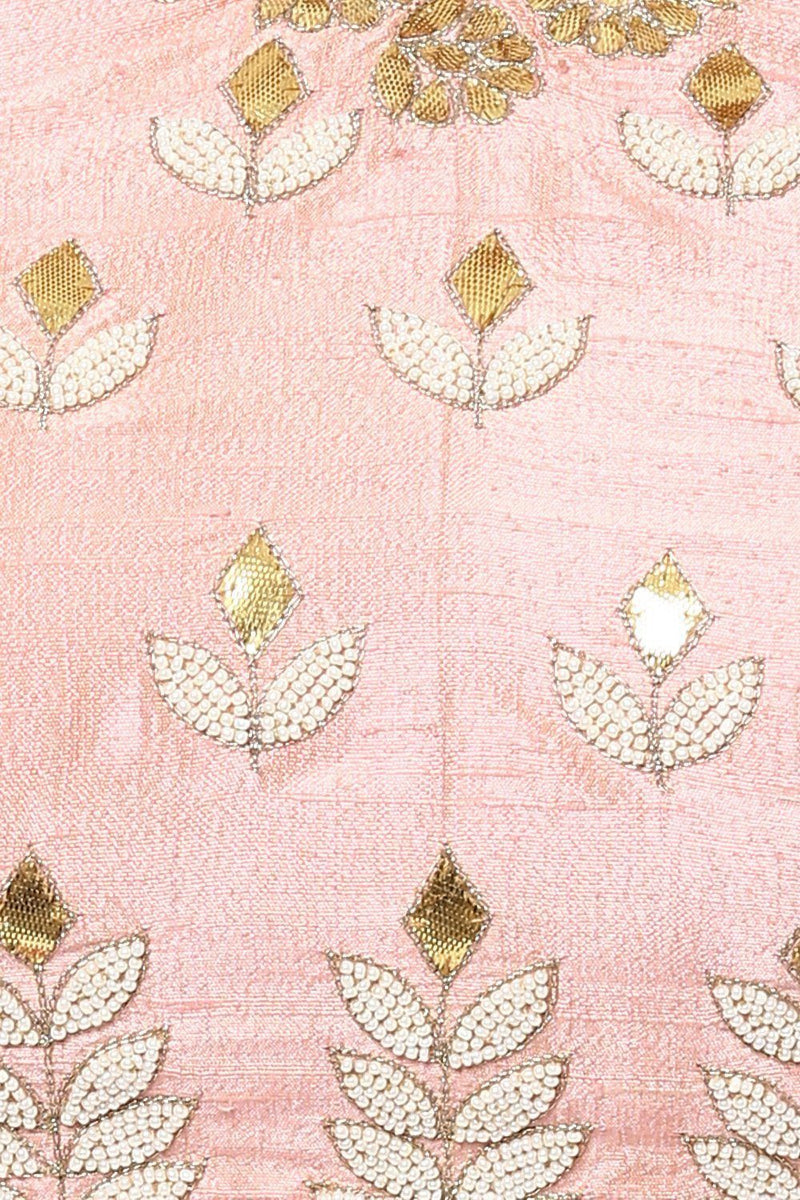 Pink Gota Patti Embroidered Lehenga with Double Dupatta - devnaagri