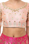 Pink Gota Patti Embroidered Lehenga with Double Dupatta - devnaagri