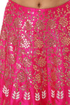 Pink Gota Patti Embroidered Lehenga with Double Dupatta - devnaagri