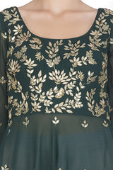 Emerald Green Kurta with Flared Pants - devnaagri