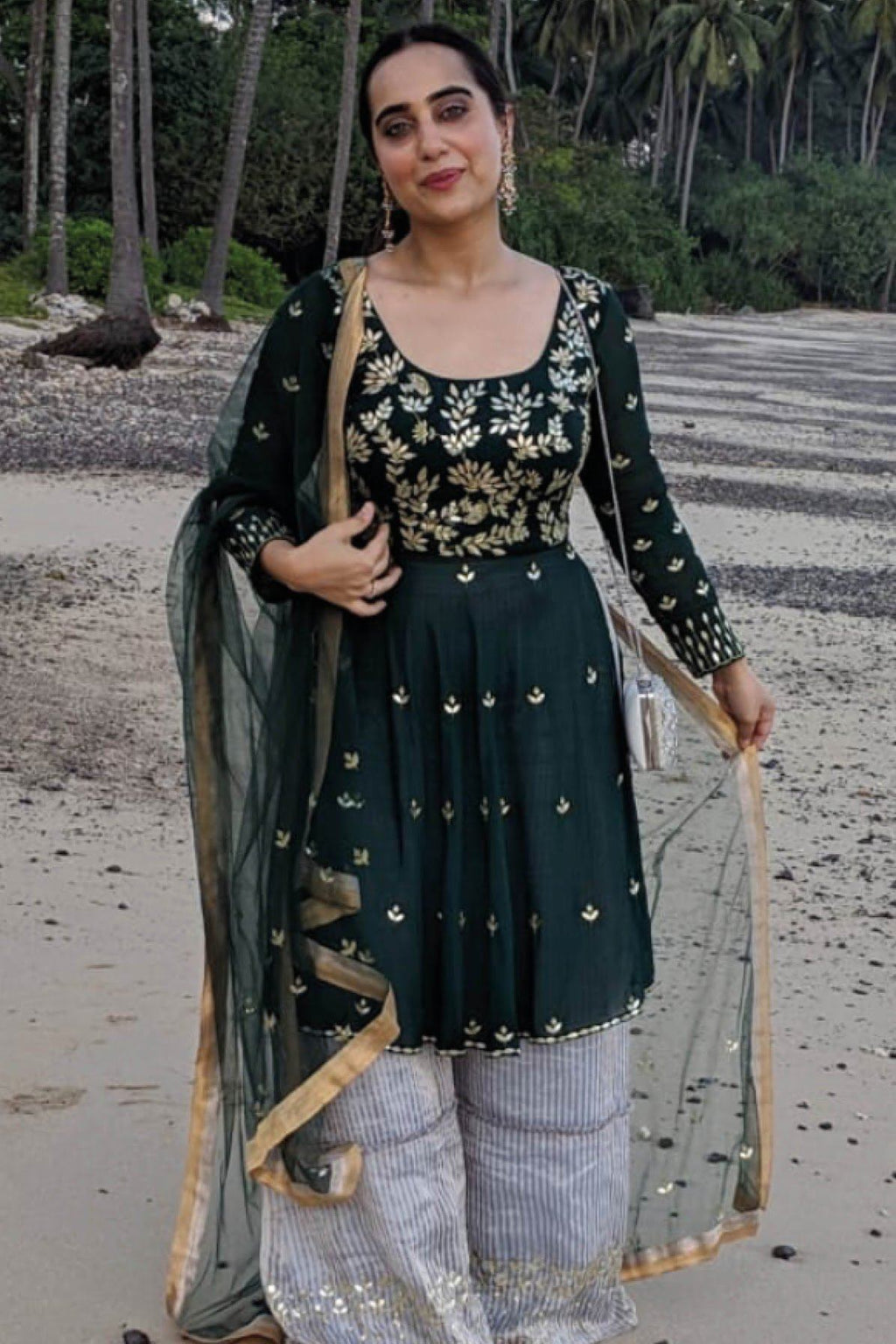 Kusha Kapila In Emerald Green Kurta with Flared Pants