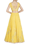 Lemon Georgette Lehenga with Raw Silk Blouse - devnaagri