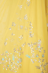 Lemon Georgette Lehenga with Raw Silk Blouse - devnaagri