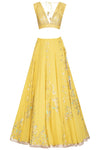 Lemon Georgette Lehenga with Raw Silk Blouse - devnaagri