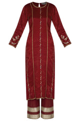 Maroon Kurta Set - devnaagri