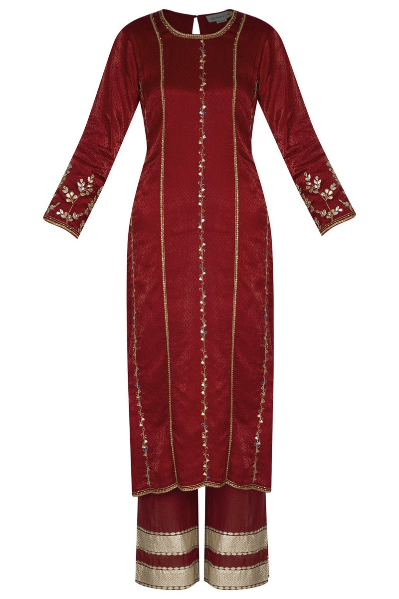 Maroon Kurta Set - devnaagri