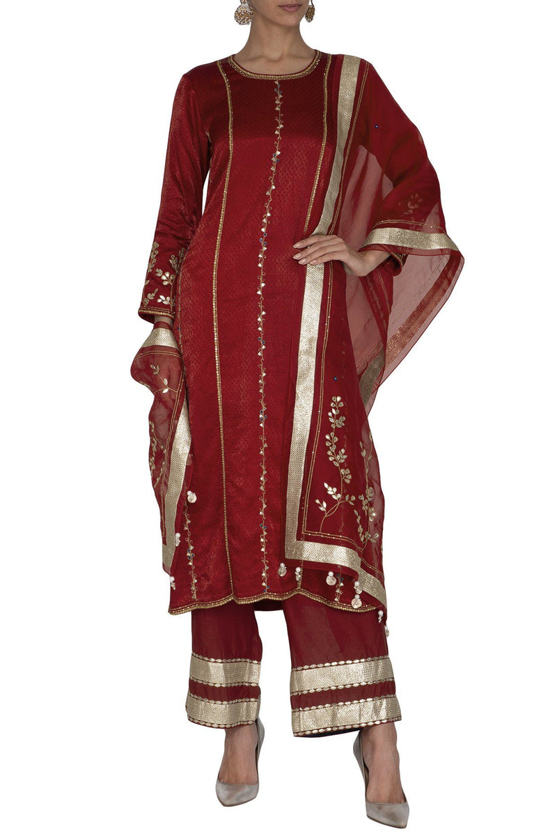 Maroon Kurta Set - devnaagri