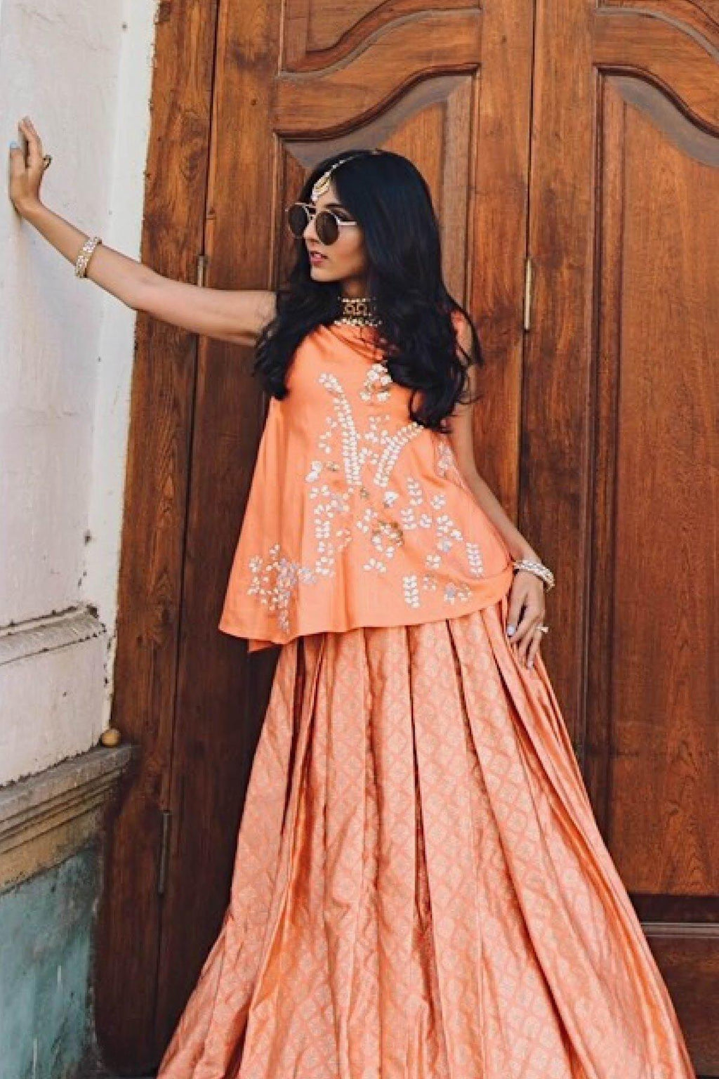 Buy Pista Green Pure Silk Organza Peplum Lehenga with Tonal Thread  Embroidery Online in USA – Pure Elegance