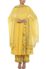 Yellow Anarkali with Pallazo Pants - devnaagri