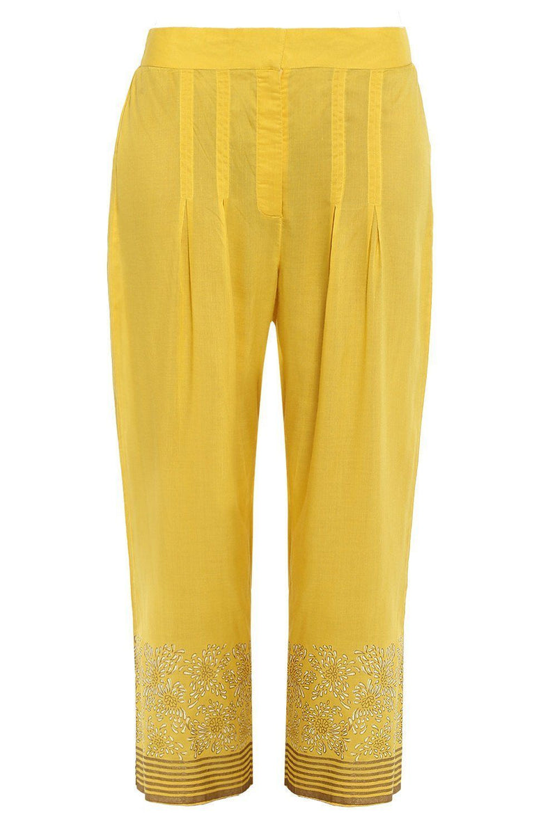 Yellow Anarkali with Pallazo Pants - devnaagri