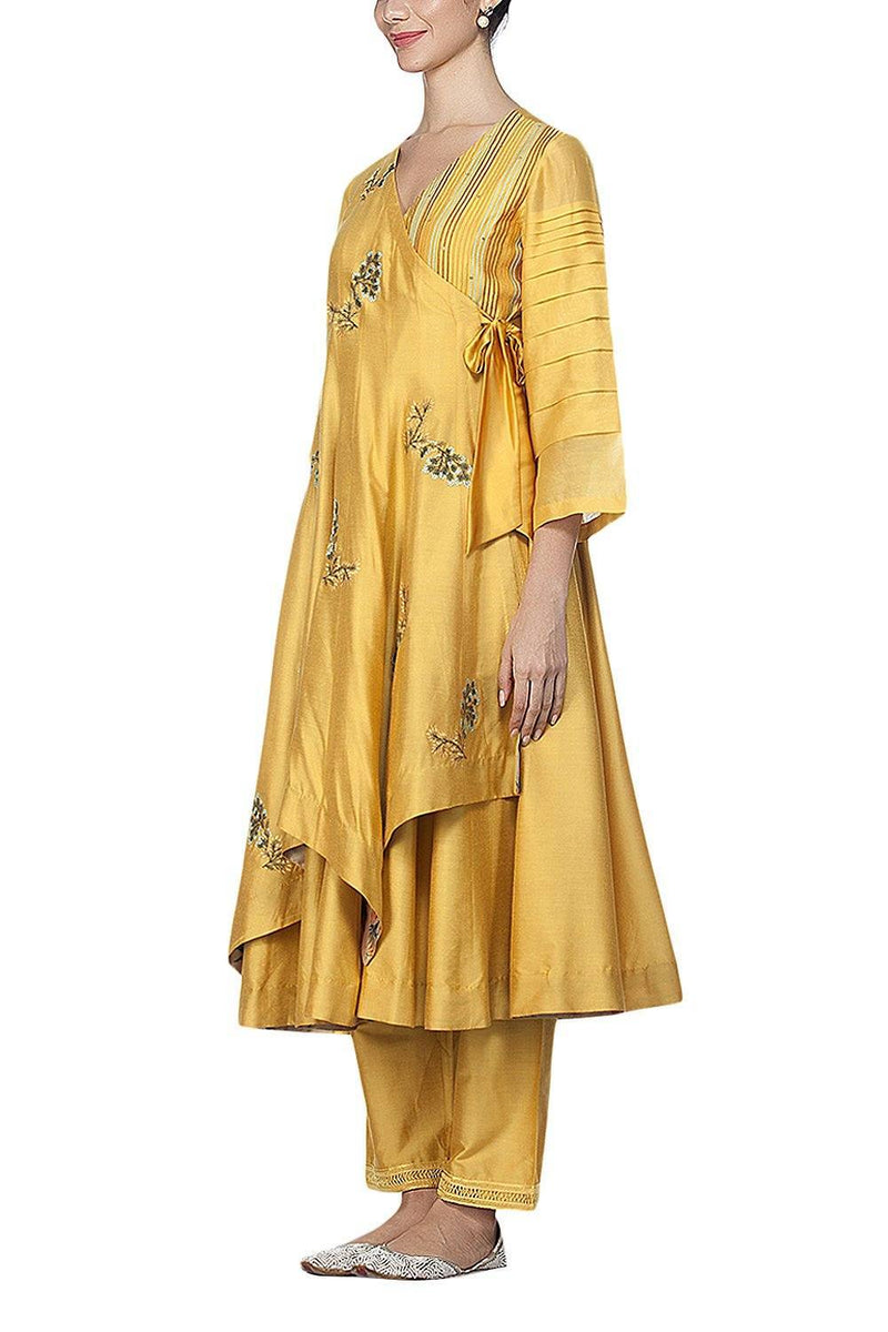 Mustard Anarkali with Pants Set - devnaagri