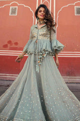 Natasha Luthra In Sage Green Lehenga with Layered Peplum