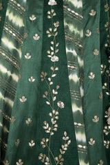 Green Panelled Gajji Lehenga with Self Gajji Blouse - devnaagri