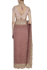 Burgundy Saree with Raw Silk Blouse - devnaagri