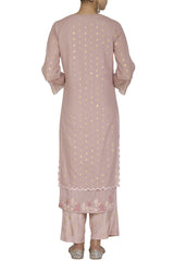 Onion Pink Straight Kurta with Palazzo - devnaagri