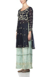 Navy Blue Kurta with Flared Pants - devnaagri