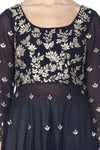 Navy Blue Kurta with Flared Pants - devnaagri