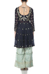 Navy Blue Kurta with Flared Pants - devnaagri