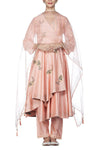 Peach Anarkali with Pants Set - devnaagri