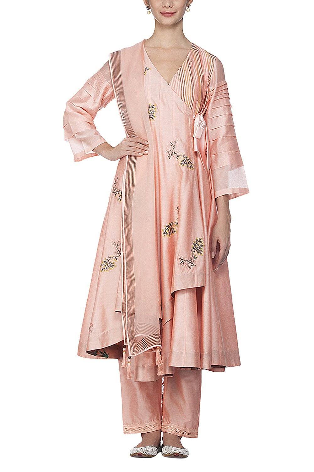 Peach Anarkali with Pants Set - devnaagri