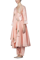 Peach Anarkali with Pants Set - devnaagri