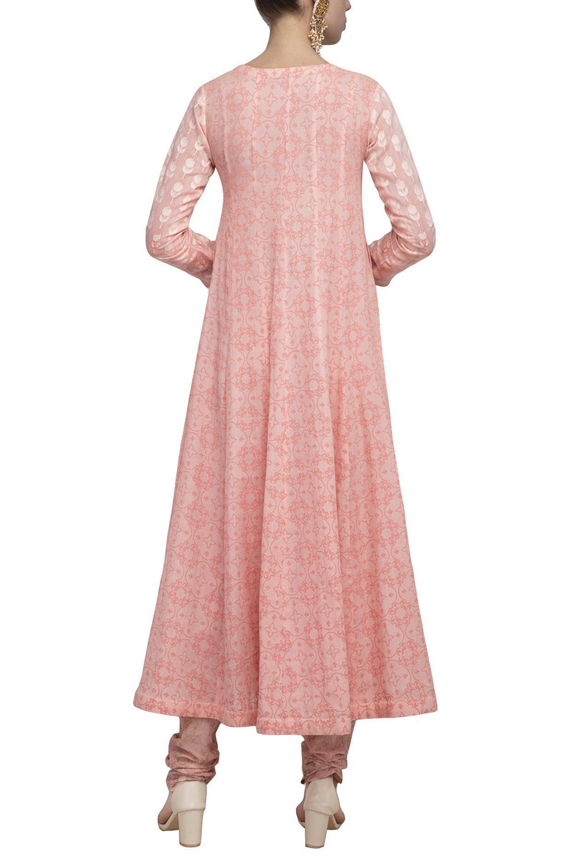 Pink Angrakha Kurta with Churidar - devnaagri