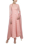 Pink Angrakha Kurta with Churidar - devnaagri