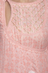 Pink Angrakha Kurta with Churidar - devnaagri