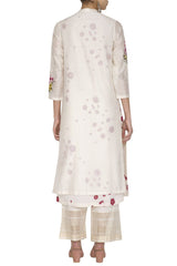 Pink HandPainted Straight Kurta With Pants - devnaagri