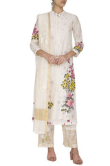 Pink HandPainted Straight Kurta With Pants - devnaagri