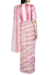 Pink Tie & Dye Organza Saree with Gajji Silk Blouse - devnaagri