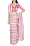 Pink Tie & Dye Organza Saree with Gajji Silk Blouse - devnaagri