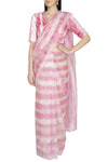 Pink Tie & Dye Organza Saree with Gajji Silk Blouse - devnaagri