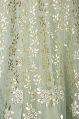 Pista Green Georgette Lehenga with Mul Mukaish Blouse - devnaagri