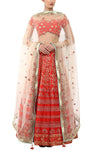 Red Lehenga with Ivory Dupatta - devnaagri