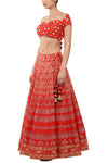 Red Lehenga with Ivory Dupatta - devnaagri
