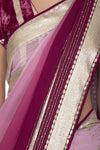 Red Plum Shaded Ombre Saree - devnaagri
