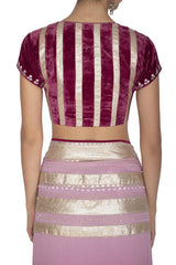 Red Plum Shaded Ombre Saree - devnaagri